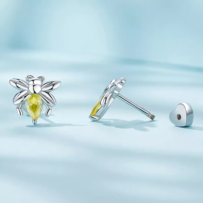 (afbeelding voor) Pandora-stijl Bijen Twee Draag Studs Oorbellen - SCE1580 - Bekijken 3