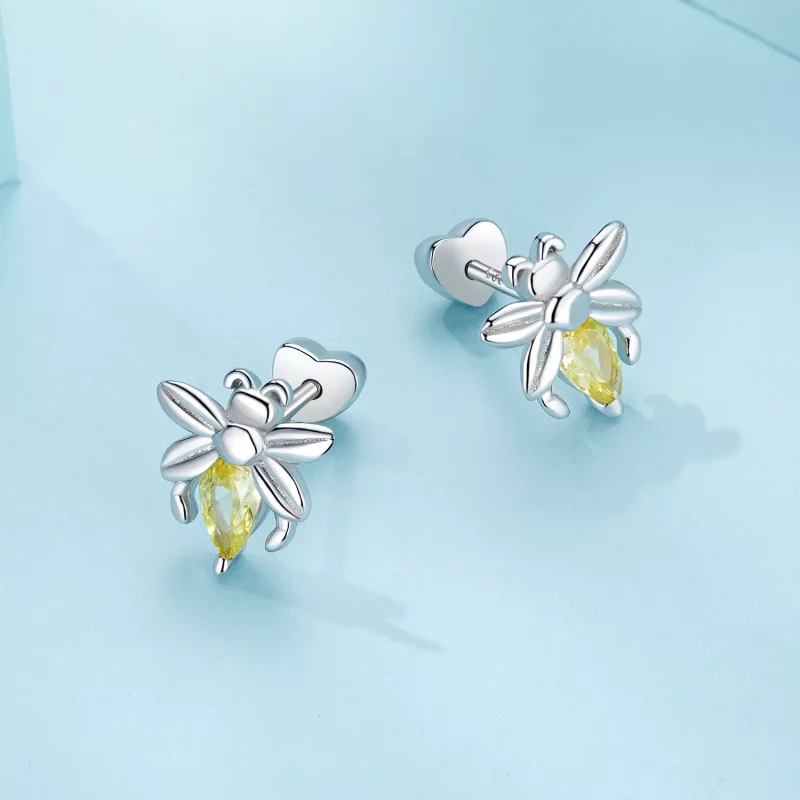(afbeelding voor) Pandora-stijl Bijen Twee Draag Studs Oorbellen - SCE1580 - Bekijken 4