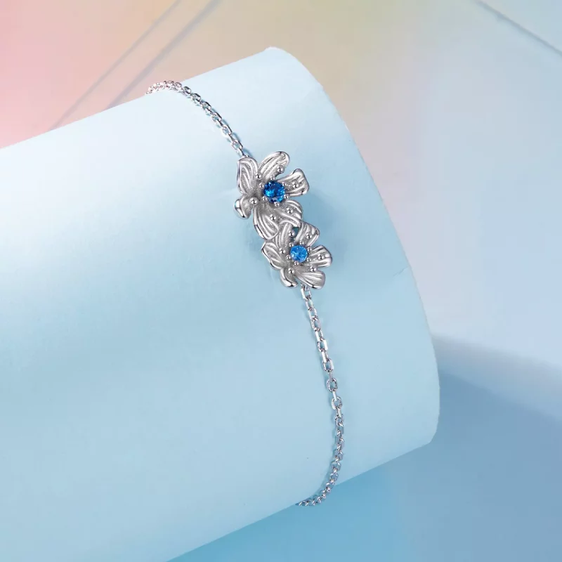 (afbeelding voor) Pandora Stijl Blauwe Bloem Ketting Armband - BSB138 - Bekijken 2