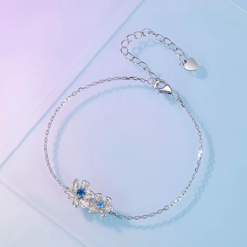 (afbeelding voor) Pandora Stijl Blauwe Bloem Ketting Armband - BSB138 - Bekijken 3