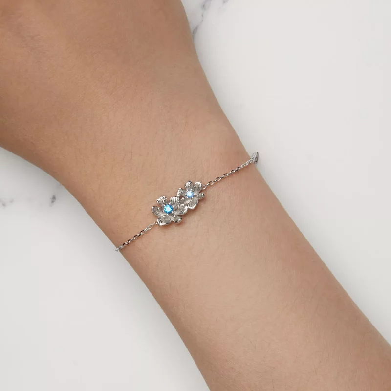 (afbeelding voor) Pandora Stijl Blauwe Bloem Ketting Armband - BSB138 - Bekijken 5