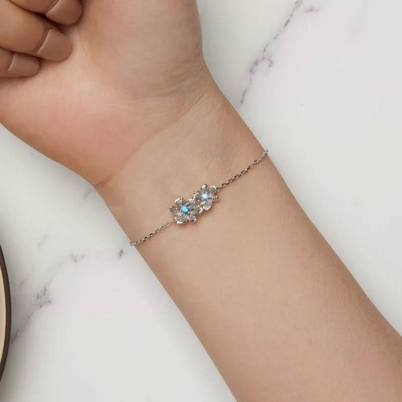 (afbeelding voor) Pandora Stijl Blauwe Bloem Ketting Armband - BSB138 - Bekijken 6