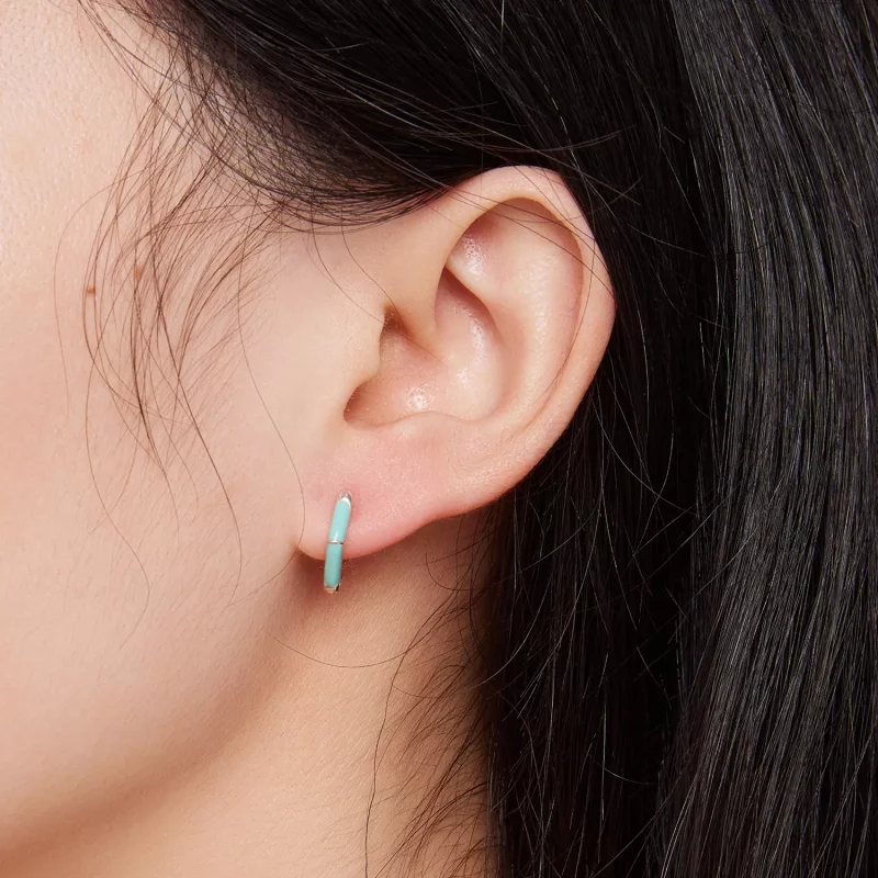 (afbeelding voor) Pandora-stijl Blauwe Diamanten Hoepeloorbellen - SCE1569-GN - Bekijken 6