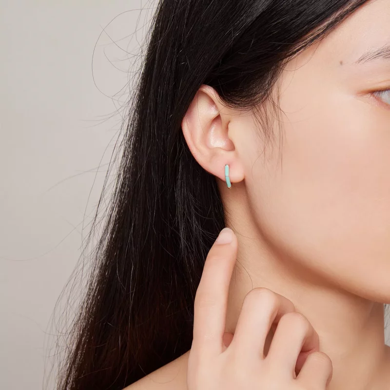 (afbeelding voor) Pandora-stijl Blauwe Diamanten Hoepeloorbellen - SCE1569-GN - Bekijken 7