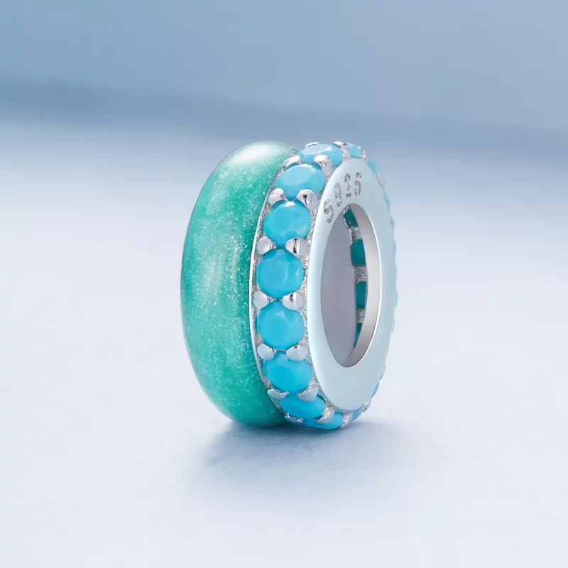 (afbeelding voor) Pandora-stijl Blauwe Dubbele Laag Siliconen Spacer - BSC883-TQ - Bekijken 2