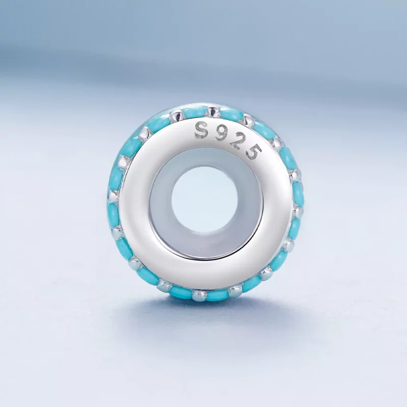 (afbeelding voor) Pandora-stijl Blauwe Dubbele Laag Siliconen Spacer - BSC883-TQ - Bekijken 3