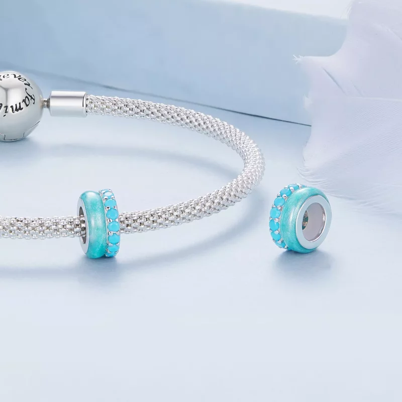 (afbeelding voor) Pandora-stijl Blauwe Dubbele Laag Siliconen Spacer - BSC883-TQ - Bekijken 4