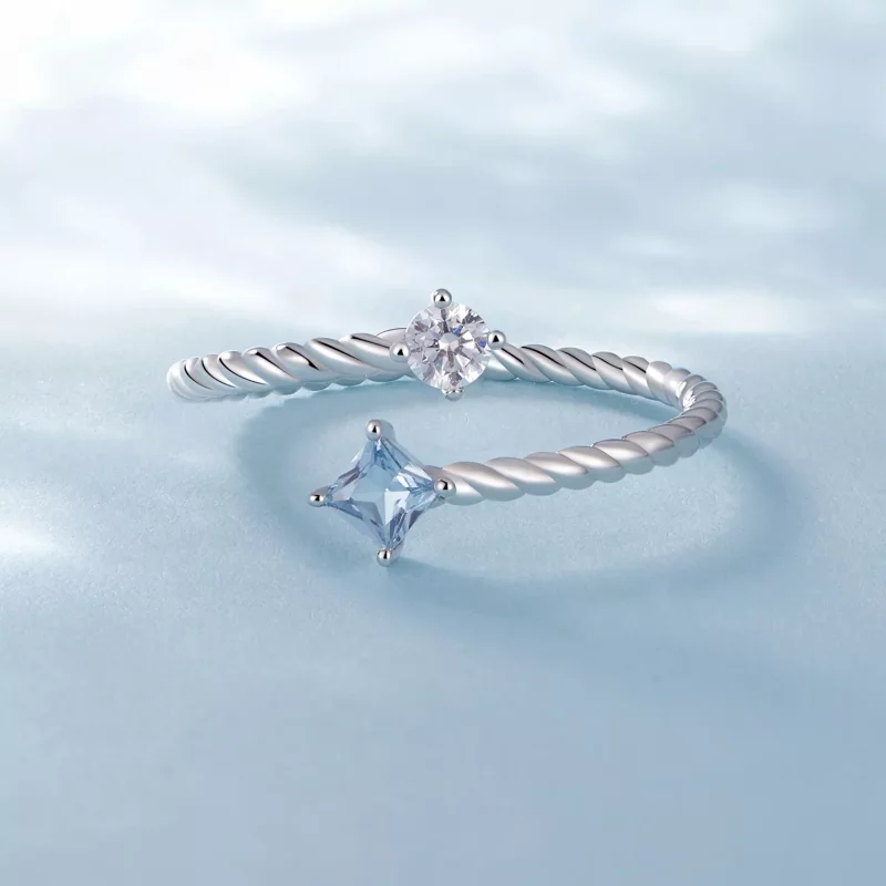 (afbeelding voor) Pandora-stijl Blauwe Twist Ring - SCR923 - Bekijken 3