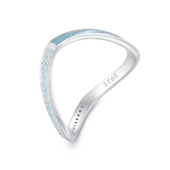 (afbeelding voor) Pandora Stijl Blauwe Wensbeen Ring - SCR945-LB