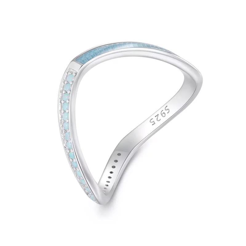 (afbeelding voor) Pandora Stijl Blauwe Wensbeen Ring - SCR945-LB