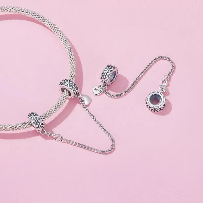 (afbeelding voor) Pandora Stijl Bloem des Levens Siliconen Veilige Ketting - SCC2632 - Bekijken 4