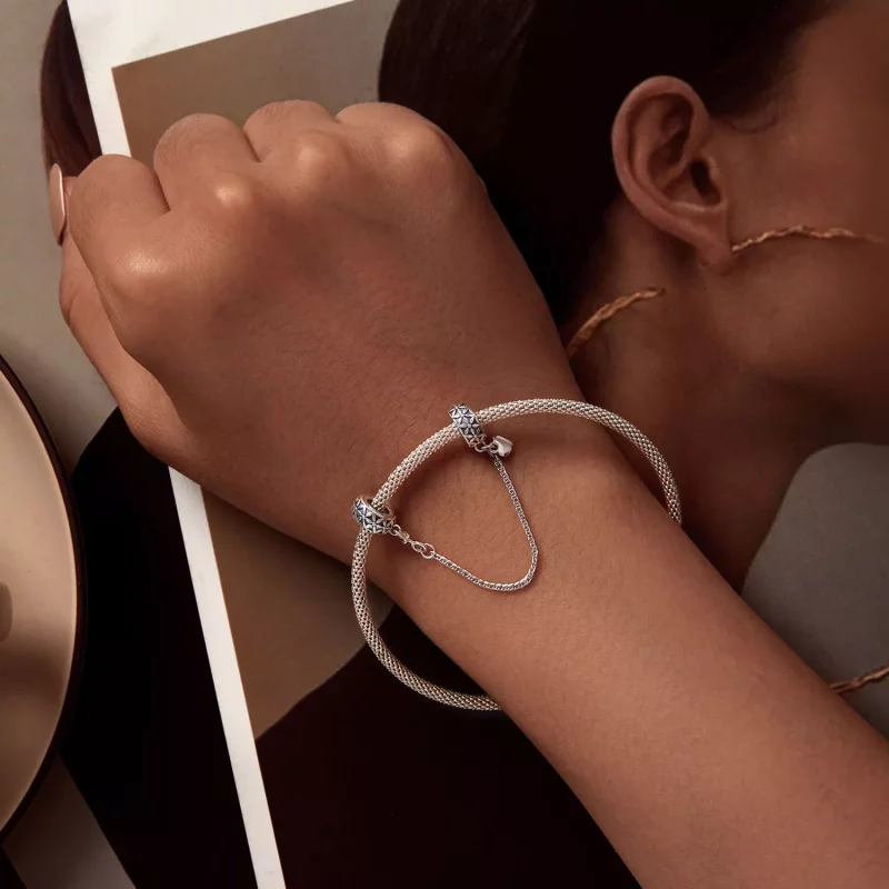 (afbeelding voor) Pandora Stijl Bloem des Levens Siliconen Veilige Ketting - SCC2632 - Bekijken 5
