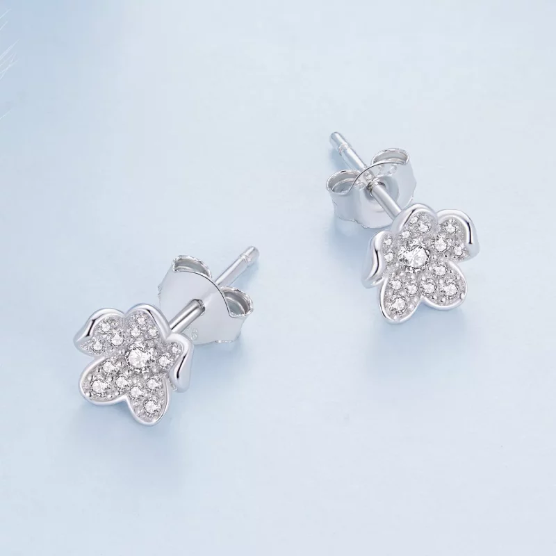(afbeelding voor) Pandora-stijl diamanten bloemstuds oorbellen - BSE855 - Bekijken 3