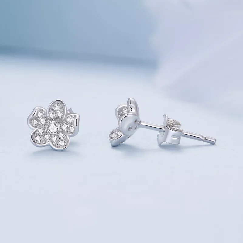 (afbeelding voor) Pandora-stijl diamanten bloemstuds oorbellen - BSE855 - Bekijken 4