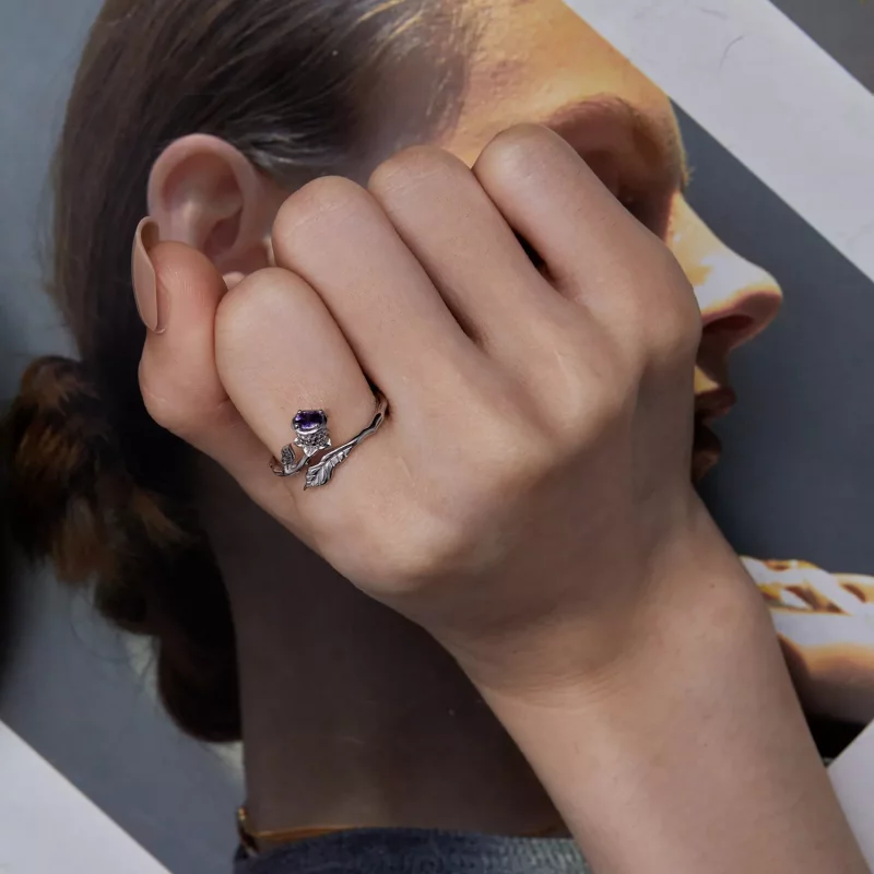 (afbeelding voor) Pandora Stijl Distel Open Ring - BSR397 - Bekijken 8
