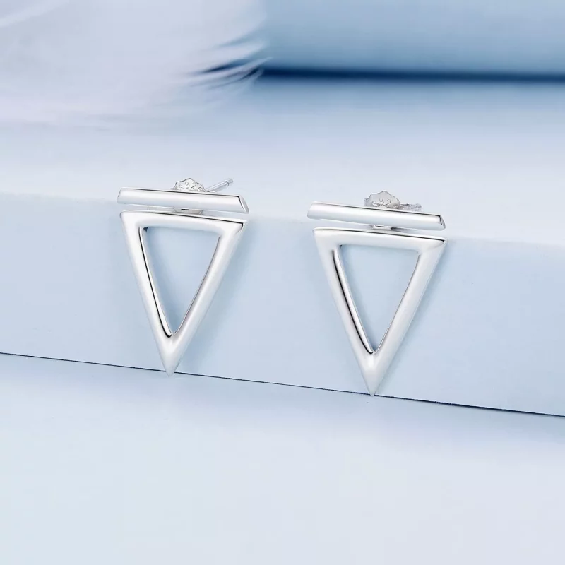 (afbeelding voor) Pandora-stijl driehoekige studs oorbellen - BSE900 - Bekijken 2