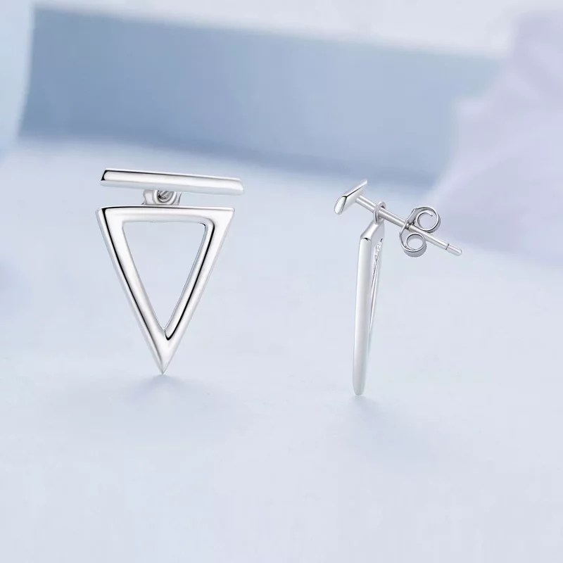 (afbeelding voor) Pandora-stijl driehoekige studs oorbellen - BSE900 - Bekijken 3