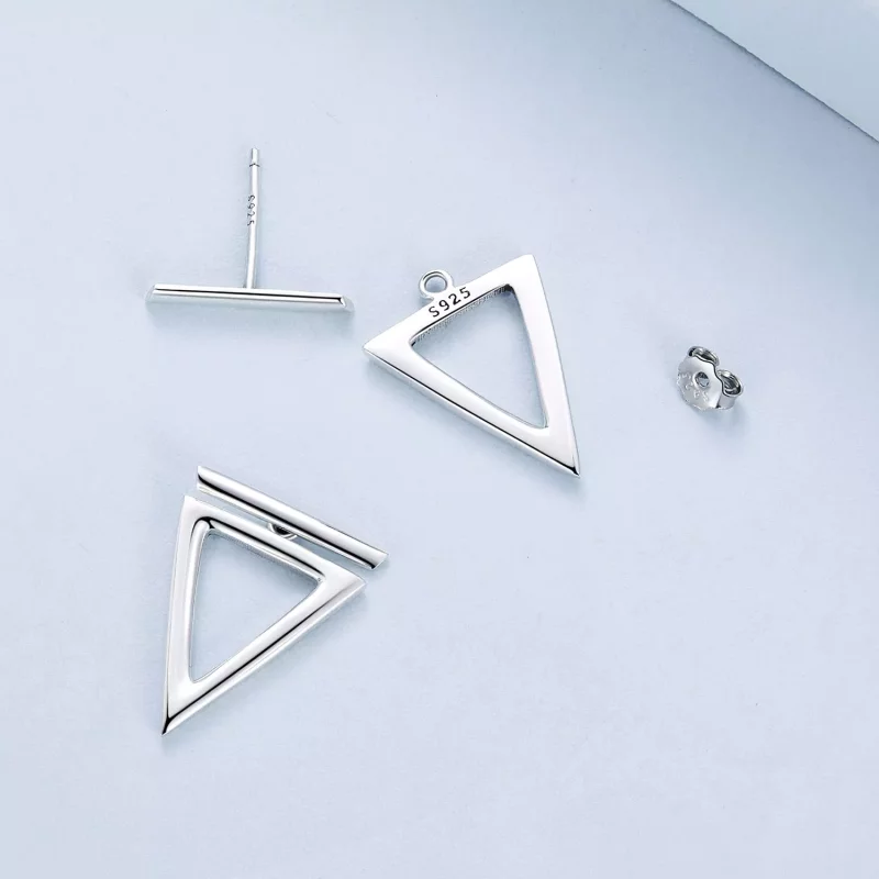 (afbeelding voor) Pandora-stijl driehoekige studs oorbellen - BSE900 - Bekijken 5