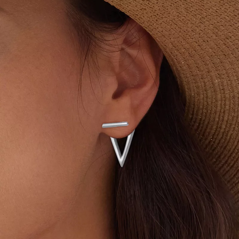 (afbeelding voor) Pandora-stijl driehoekige studs oorbellen - BSE900 - Bekijken 7