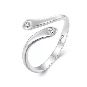 (afbeelding voor) Pandora-stijl dubbele open hart ring - SCR946-E