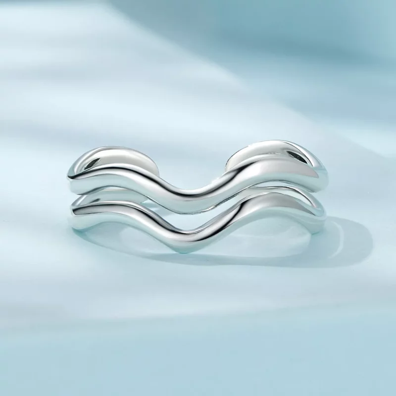 (afbeelding voor) Pandora Stijl Dubbellaagse Golf Ring - SCR968-E - Bekijken 3