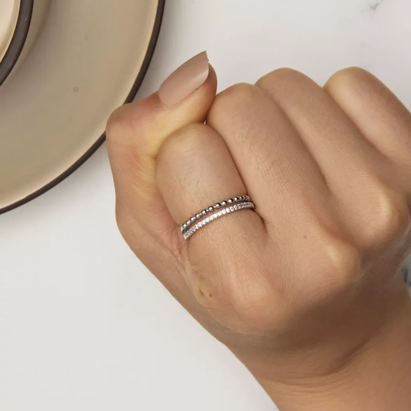 (afbeelding voor) Pandora Stijl Dubbellaagse Ring - BSR463 - Bekijken 6