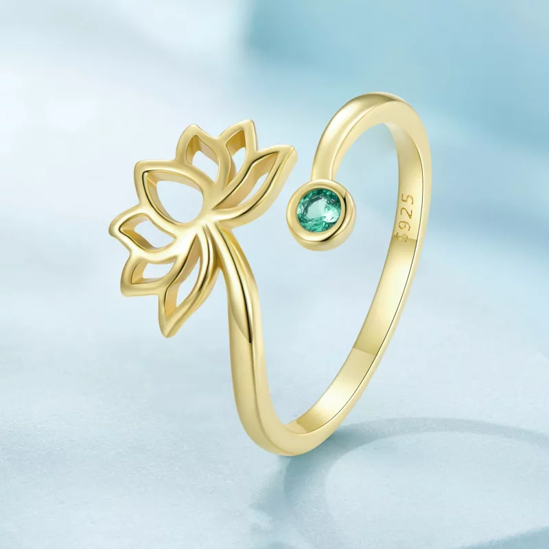 (afbeelding voor) Pandora-stijl Eenvoudige Lotus Open Ring - SCR821-B - Bekijken 2
