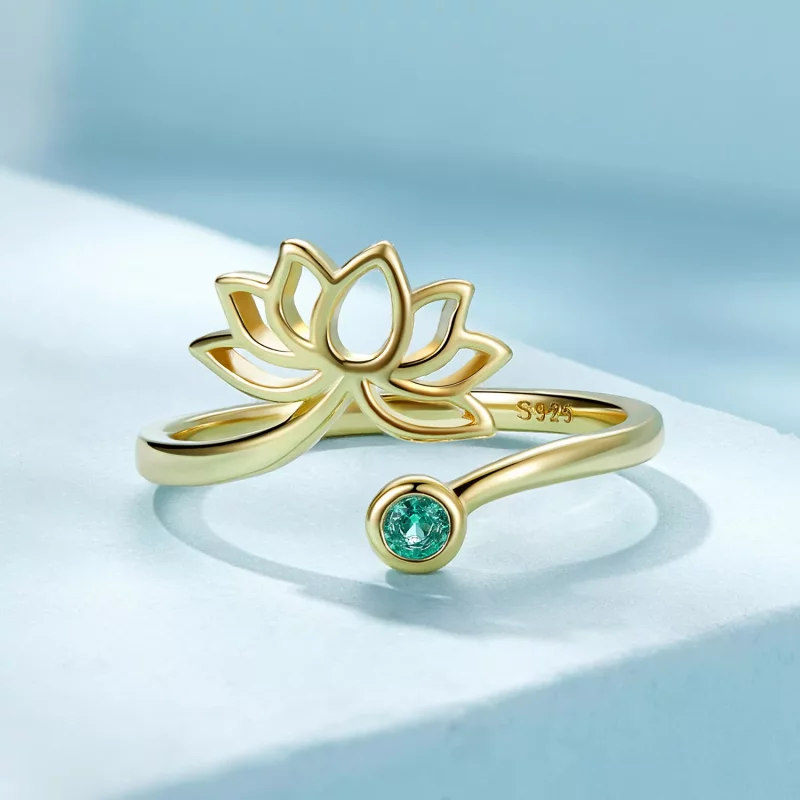 (afbeelding voor) Pandora-stijl Eenvoudige Lotus Open Ring - SCR821-B - Bekijken 3