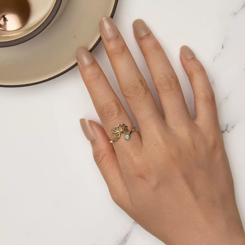 (afbeelding voor) Pandora-stijl Eenvoudige Lotus Open Ring - SCR821-B - Bekijken 5
