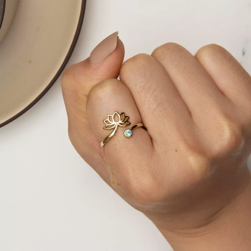 (afbeelding voor) Pandora-stijl Eenvoudige Lotus Open Ring - SCR821-B - Bekijken 6