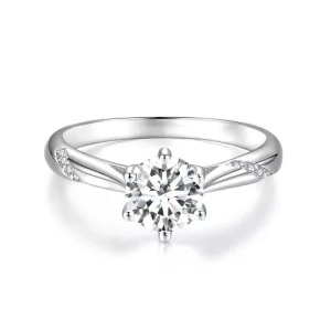(afbeelding voor) Pandora Stijl Eenvoudige Moissanite Ring (Eén Certificaat) - MSR003