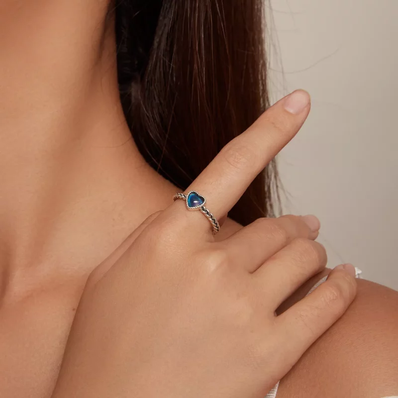 (afbeelding voor) Pandora-stijl Eenvoudige Verdraaide Hartvormige Ring - SCR956 - Bekijken 7