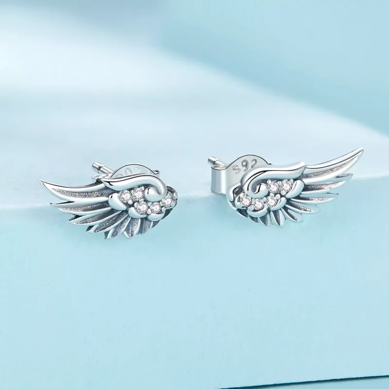 (afbeelding voor) Pandora-stijl engelenvleugels studs oorbellen - SCE1579 - Bekijken 2