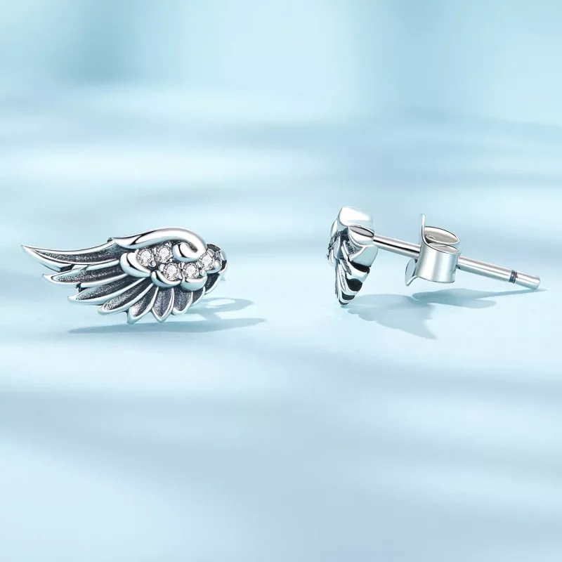 (afbeelding voor) Pandora-stijl engelenvleugels studs oorbellen - SCE1579 - Bekijken 3