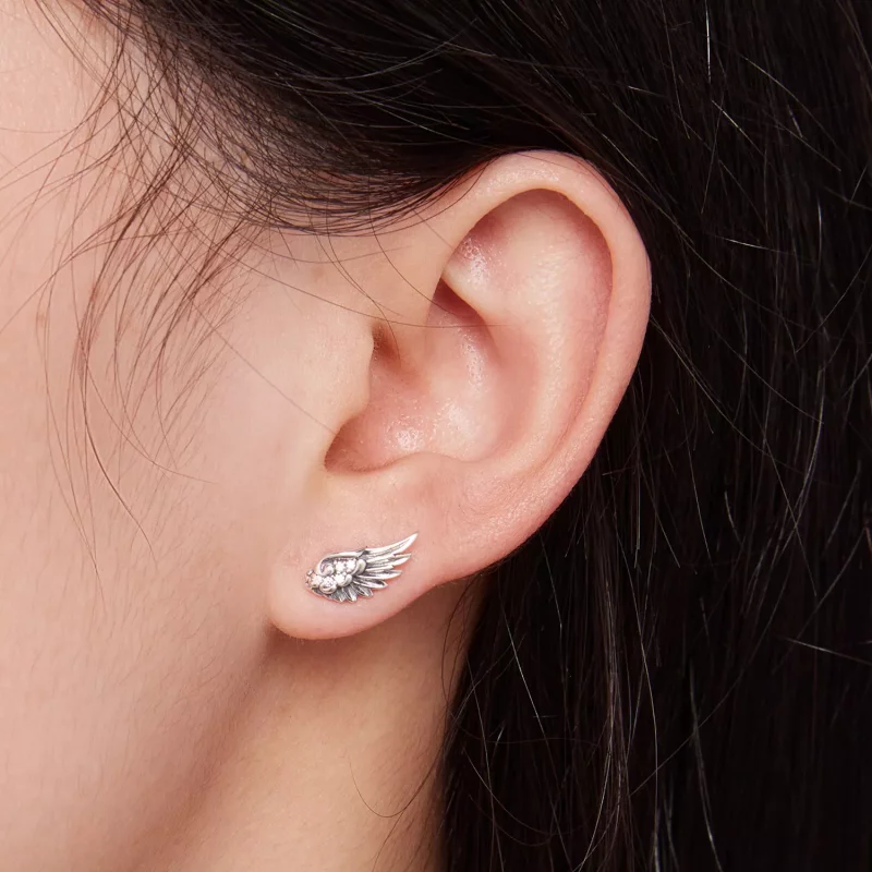 (afbeelding voor) Pandora-stijl engelenvleugels studs oorbellen - SCE1579 - Bekijken 7