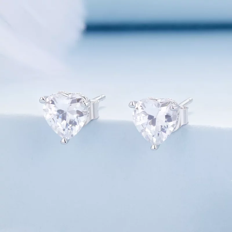 (afbeelding voor) Pandora-stijl Fonkelende Hart Studs Oorbellen - BSE853 - Bekijken 2