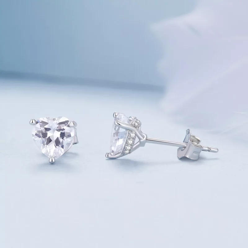 (afbeelding voor) Pandora-stijl Fonkelende Hart Studs Oorbellen - BSE853 - Bekijken 4