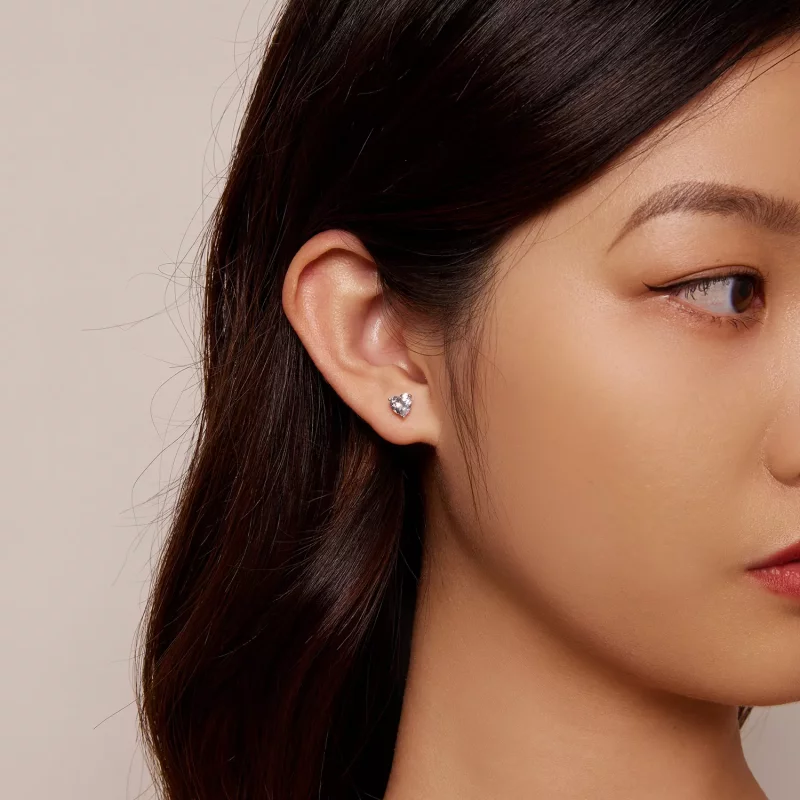 (afbeelding voor) Pandora-stijl Fonkelende Hart Studs Oorbellen - BSE853 - Bekijken 5