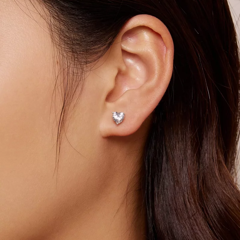 (afbeelding voor) Pandora-stijl Fonkelende Hart Studs Oorbellen - BSE853 - Bekijken 7