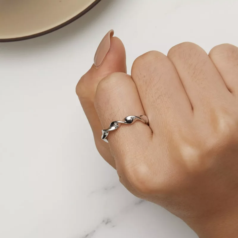 (afbeelding voor) Pandora-stijl gedraaide zilveren ring - BSR468-E - Bekijken 6