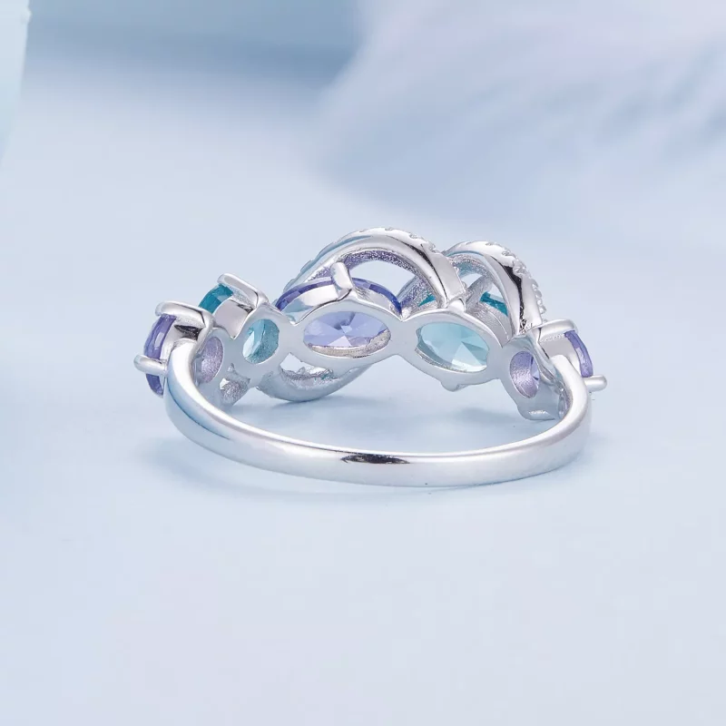 (afbeelding voor) Pandora-stijl Gekleurde Nano-Zircon Luxueuze Winding Ring - BSR402 - Bekijken 4
