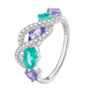 (afbeelding voor) Pandora-stijl Gekleurde Nano-Zircon Luxueuze Winding Ring - BSR402