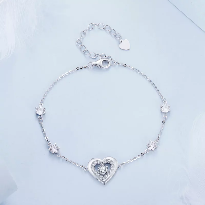 (afbeelding voor) Pandora Stijl Glanzende Dubbele Hartenketting Armband - BSB136 - Bekijken 2