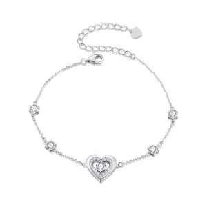 Pandora Stijl Glanzende Dubbele Hartenketting Armband - BSB136 (afbeelding voor) Pandora Stijl Glanzende Dubbele Hartenketting Armband - BSB136