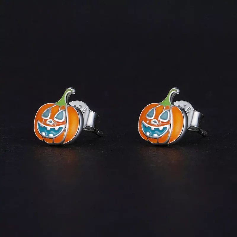 (afbeelding voor) Pandora Stijl Glow-In-The-Dark Pompoen Oorbellen met Persoonlijke Studs - SCE164 - Bekijken 2