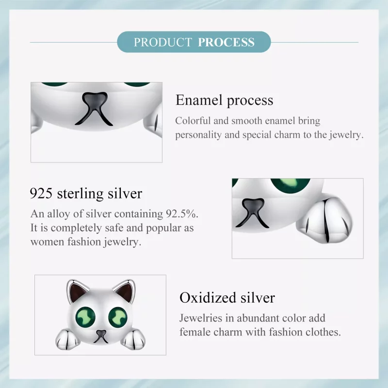 (afbeelding voor) Pandora-stijl Glow-In-The-Dark Studs Oorbellen met Kattenmotief - SCE1643 - Bekijken 7