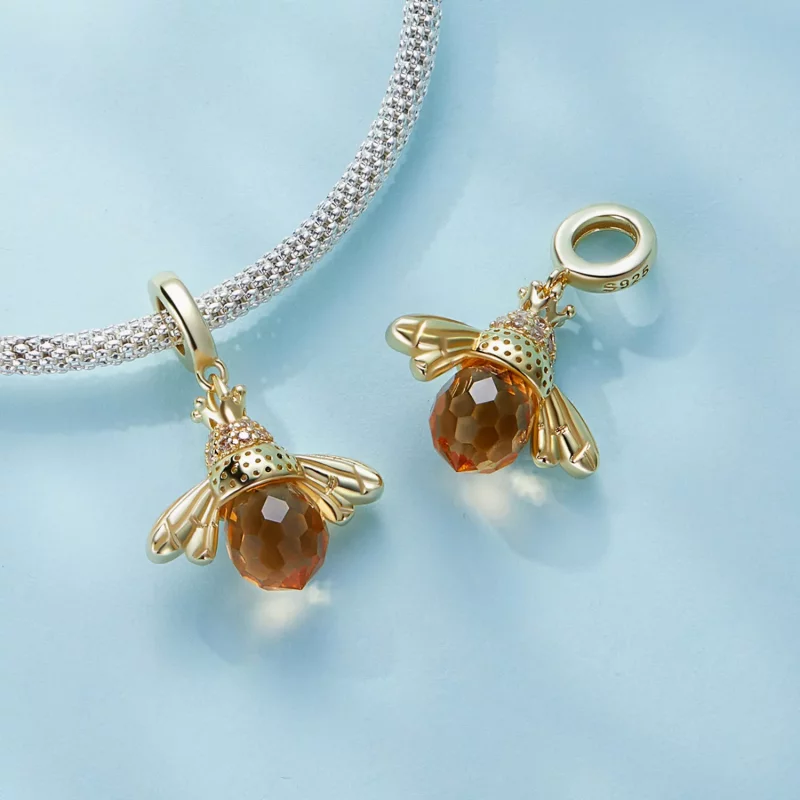(afbeelding voor) Pandora Stijl Gouden Bij Dangle - SCC035-B - Bekijken 4