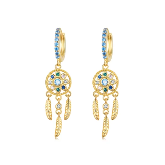 (afbeelding voor) Pandora Stijl Gouden Droomvanger Hanger Oorbellen - SCE713-B