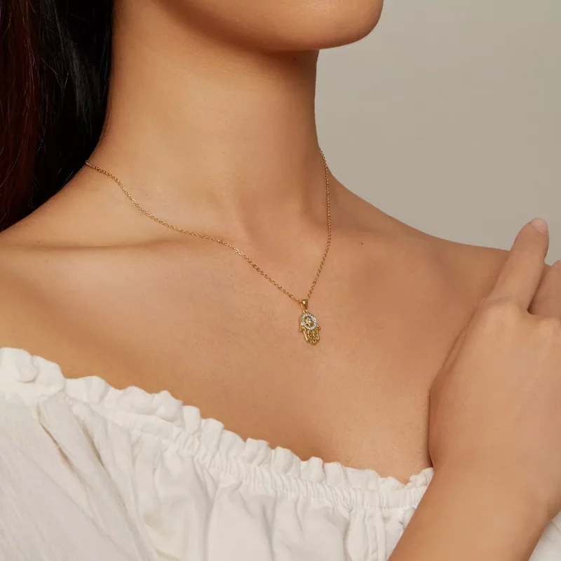 (afbeelding voor) Pandora Stijl Gouden Fatima's Beschermende Halsketting - SCN264-B - Bekijken 4