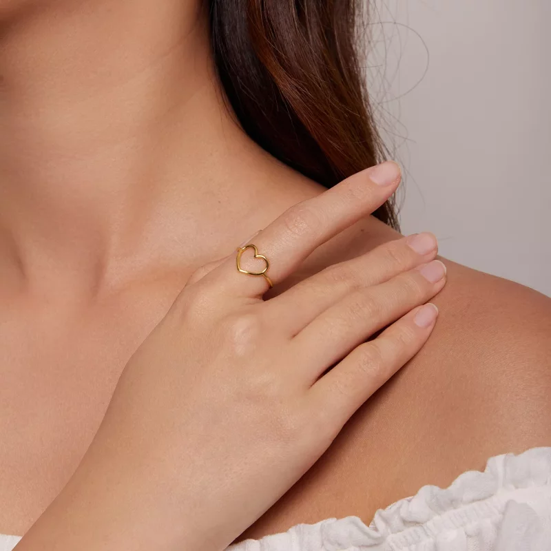 (afbeelding voor) Pandora-stijl Gouden Hartvormige Ring - SCR641-B - Bekijken 5
